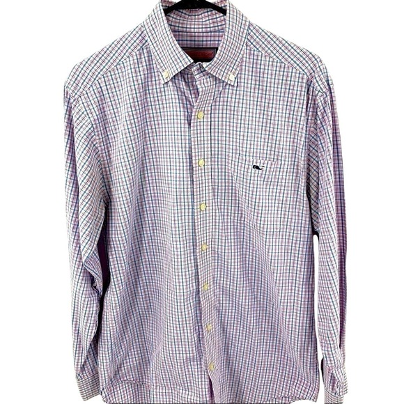 Vineyard Vines Other - Vineyard Vines Mens Tucker Shirt Small Pink Blue Plaid Long Sleeve Button Down